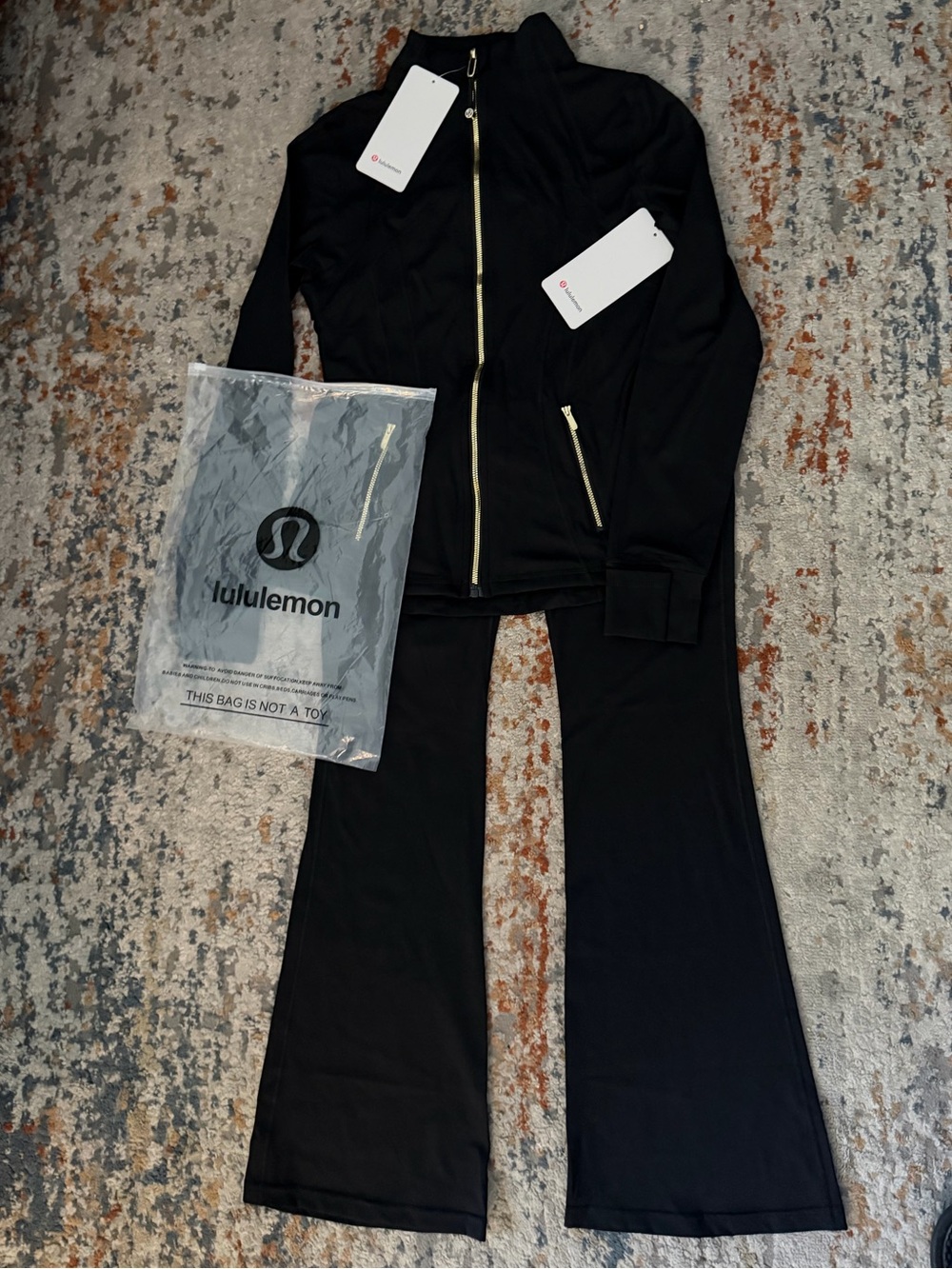 lululemon athletica Black Zip Jacket with Black Flare leggings